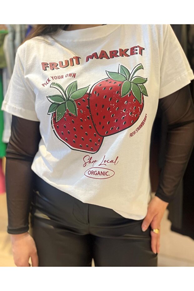 Oversize Cut Short Sleeve Printed T-Shirt