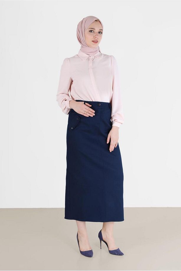 GİZLİ DÜĞMELİ KREP BLUZ 42339 - 1