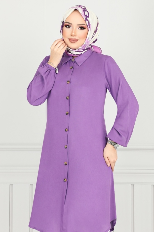 تونيك بأزرار أمامية 0171BGS895-M أرجواني - 4