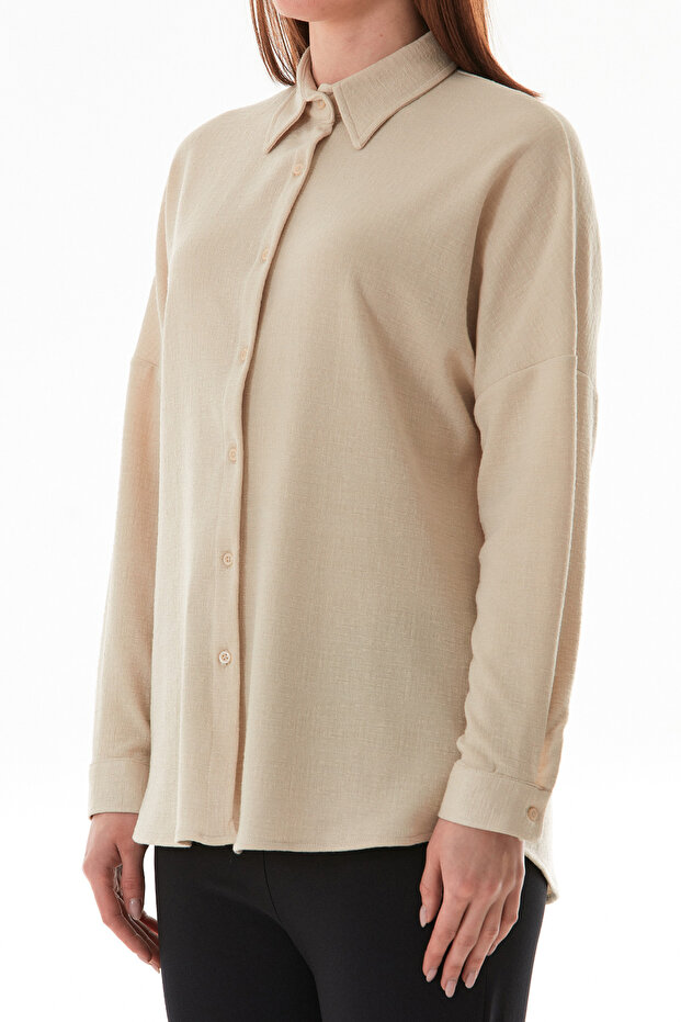 Basic Jakarlı Oversize Gömlek - 5