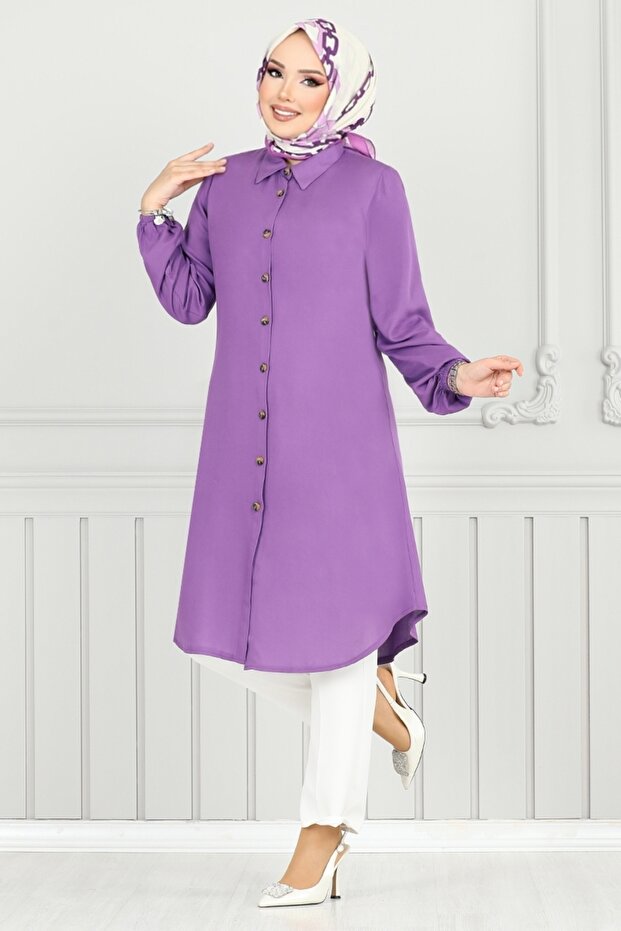 تونيك بأزرار أمامية 0171BGS895-M أرجواني - 1