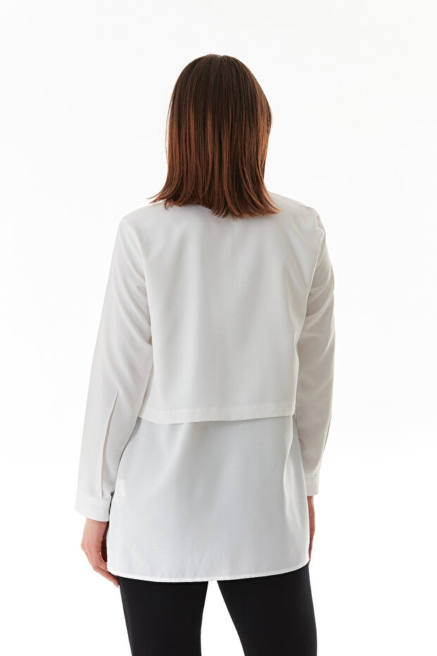 قميص بأزرار وربطة أمامية - 5