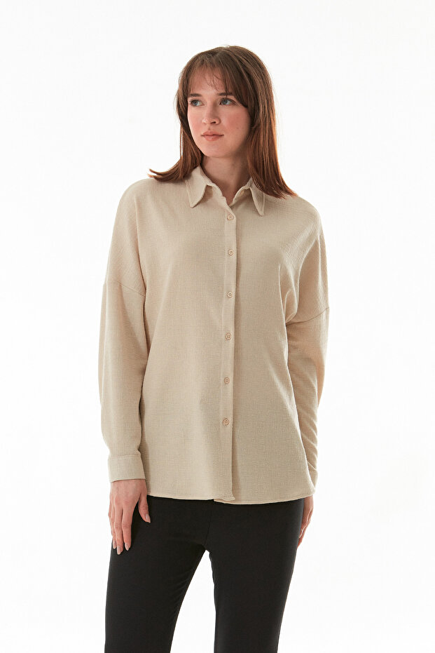Basic Jakarlı Oversize Gömlek - 3