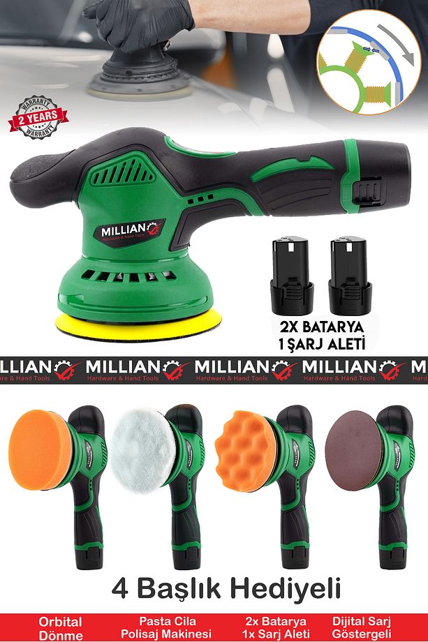 58 V Orbital 6 Kademeli Zımpara Cila Pasta Parlatma Polisaj Makinesi Otomatik Şanzıman Devir Ayarlı - 1