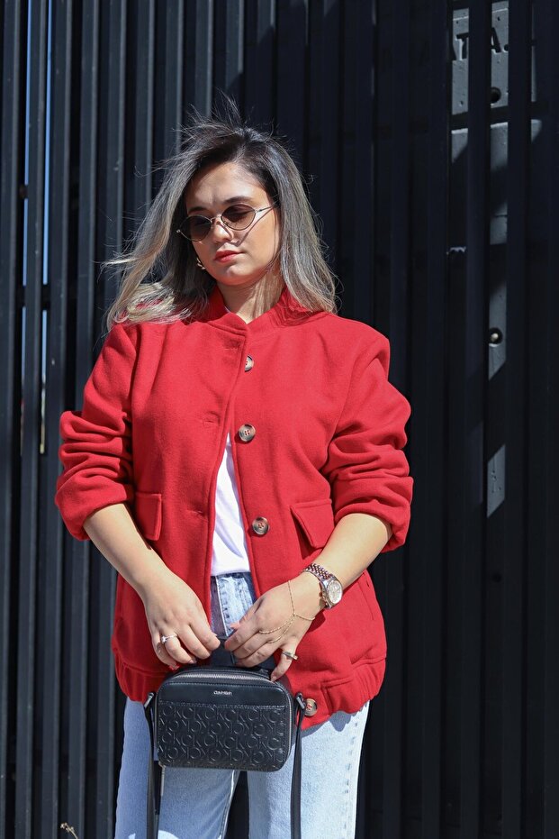 Bomber Model Kırmızı Ceket - 3