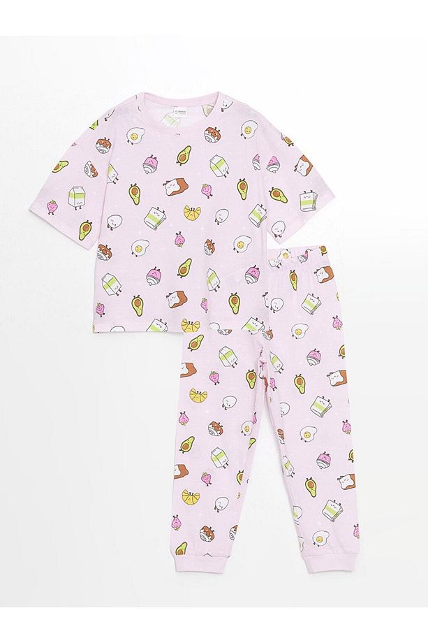 Bisiklet Yaka Kız Çocuk Pijama Takımı (S5) - 1