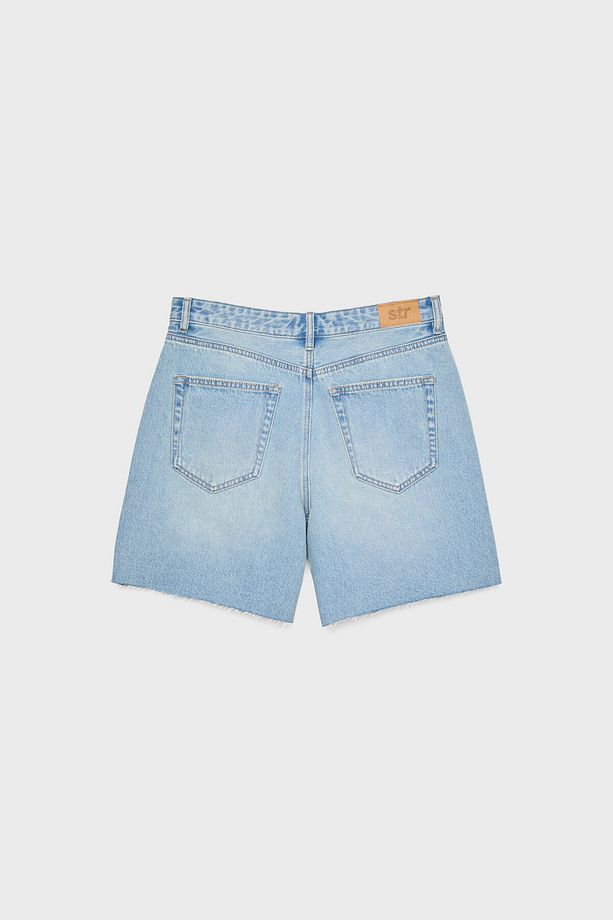 Düşük Bel Denim Bermuda Şort - 7
