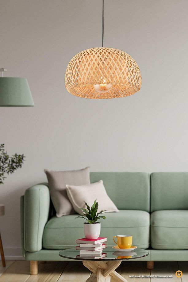 Mirage Model Tekli Rattan Bambu Modern Tasarım İskandinav Bohem Sarkıt Avize - 1
