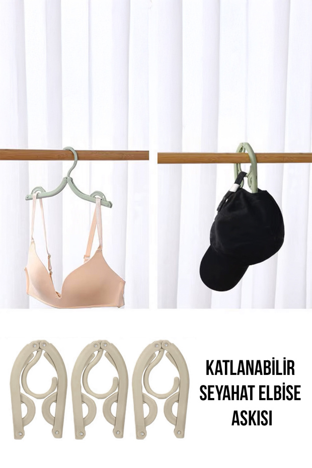 3'lü Katlanabilir Elbise Askısı - 3