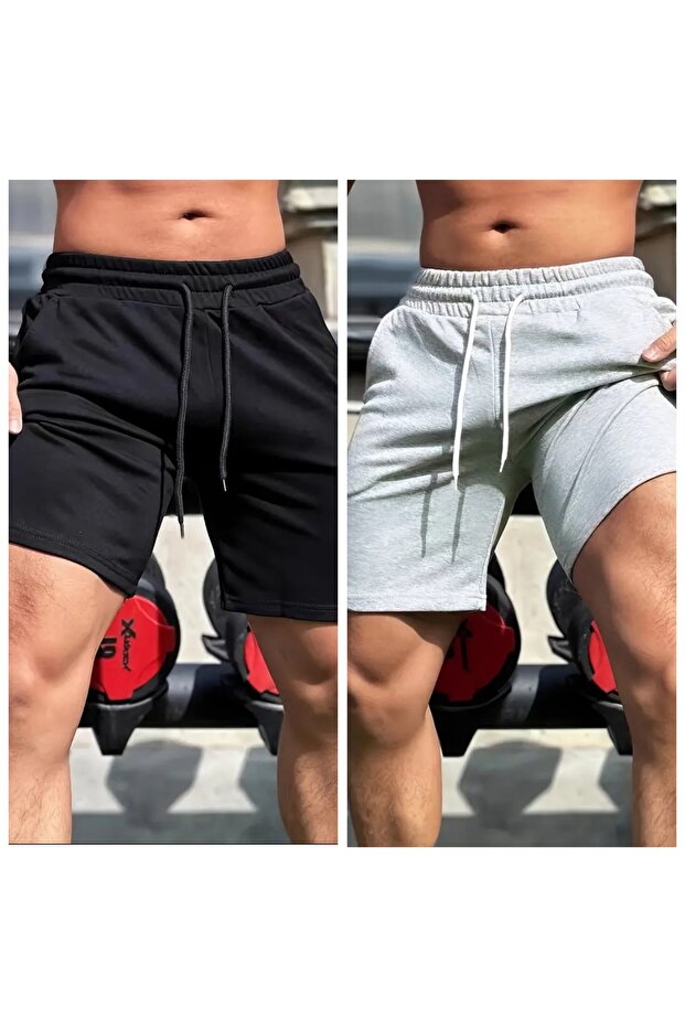 Men's 2 Thread Basic Plain 2-Piece Shorts - 1