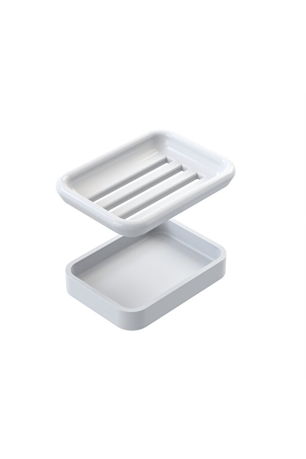 موزع صابون صلب مع حجرة جرانيت باللون الأبيض - مركب - 8