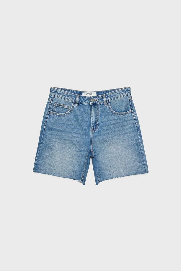 Düşük Bel Denim Bermuda Şort - 6