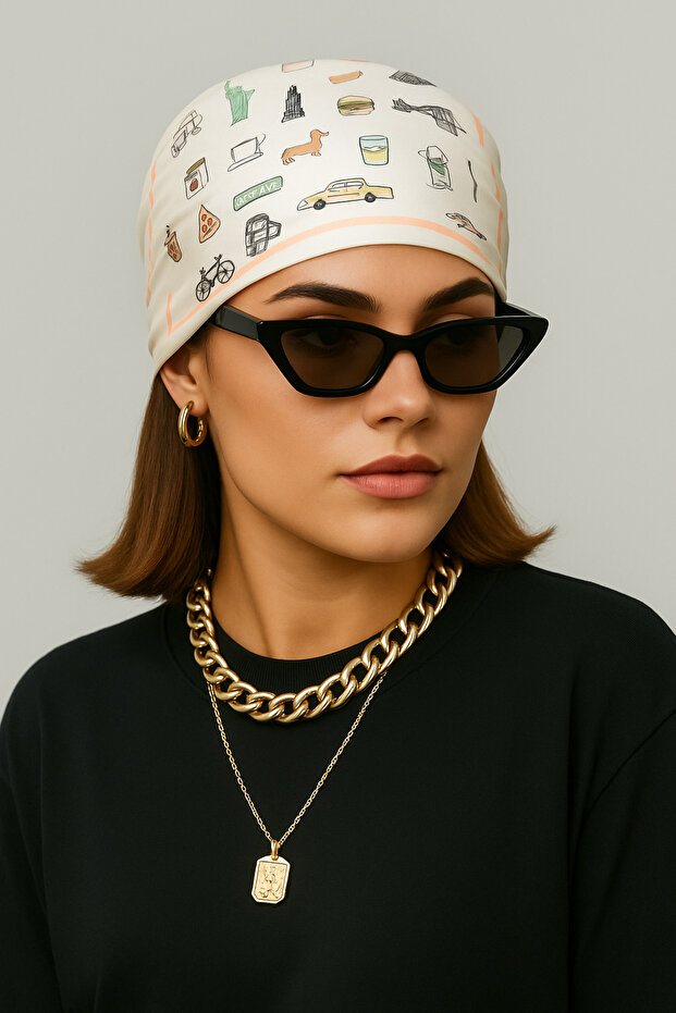 وشاح من الساتان بنمط الشكل - 2