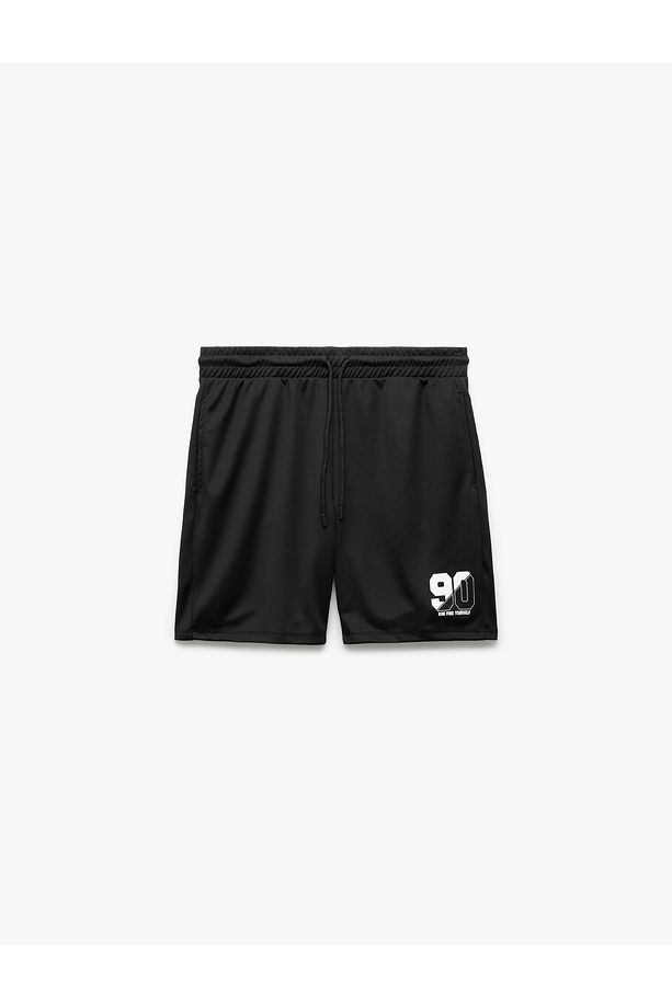 Beli Bağcıklı Cep Detaylı Bermuda Baskılı Spor Şort - 3