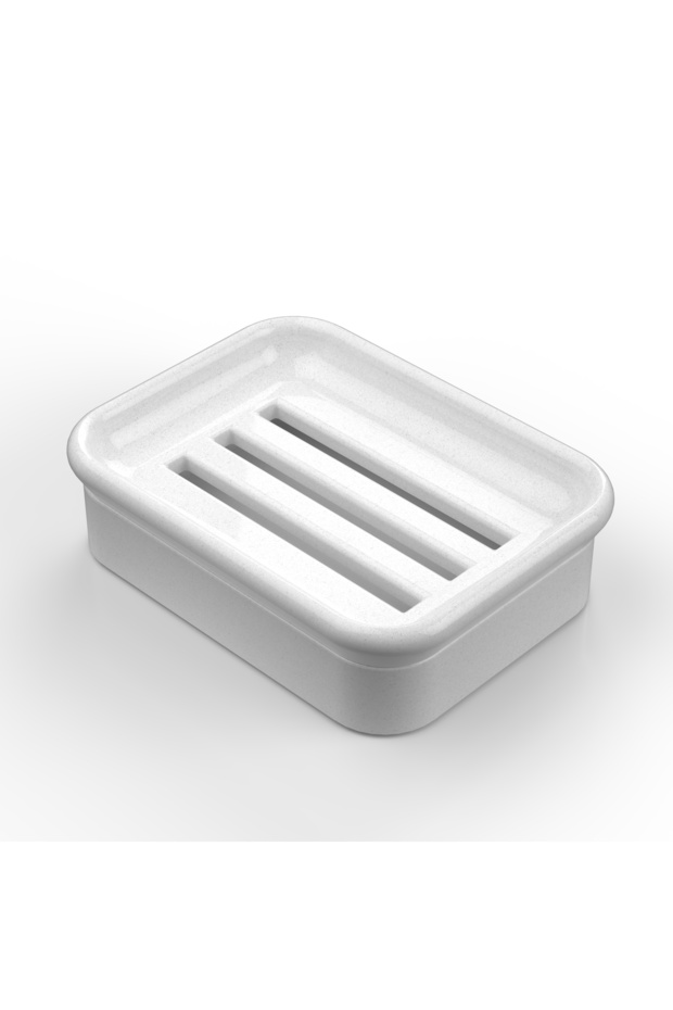 موزع صابون صلب مع حجرة جرانيت باللون الأبيض - مركب - 1