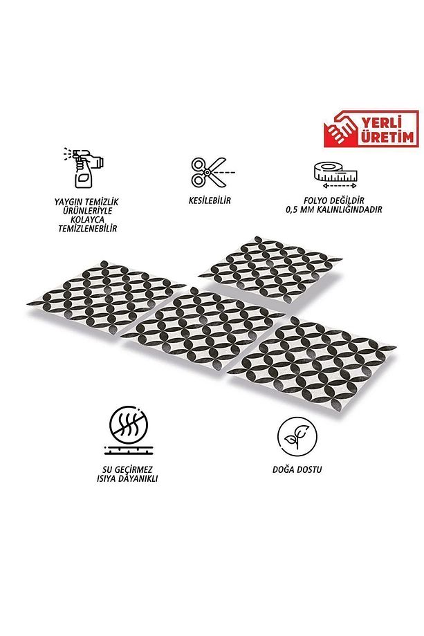 Kendinden Yapışkanlı Yuvarlak Retro Desenli Pvc Karo 30x30 Cm (33 Adet) 3m2 - 2