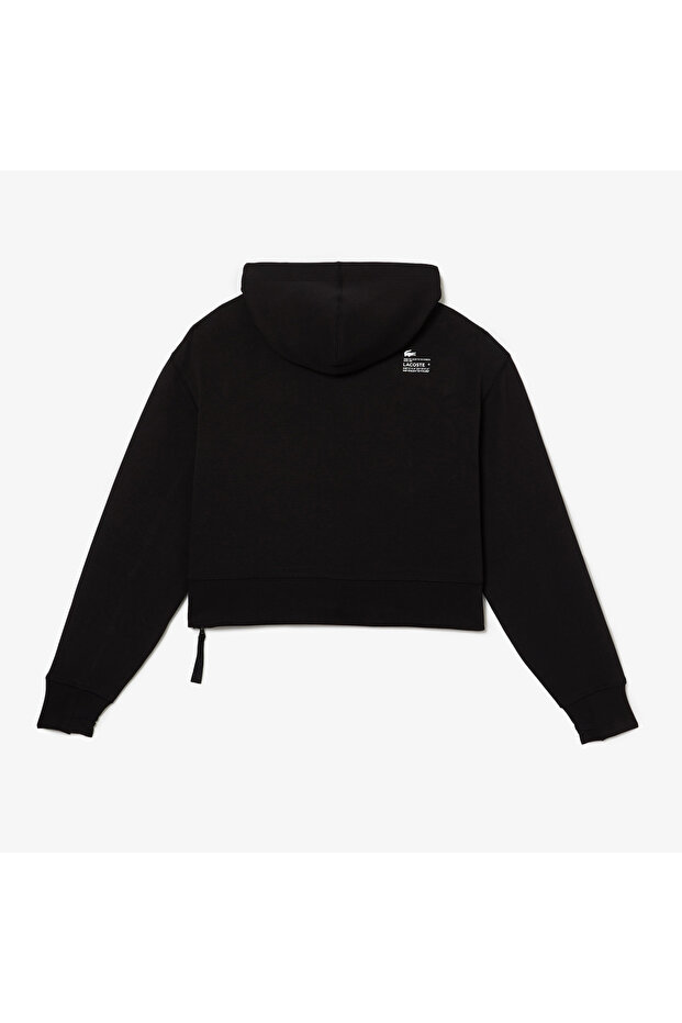 Kadın Relaxed Fit Kapüşonlu Siyah Sweatshirt - 5