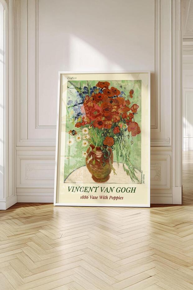 Van Gogh's Colors of Paris: Premium Painting with Frame "Vase with Poppies" (1886)
