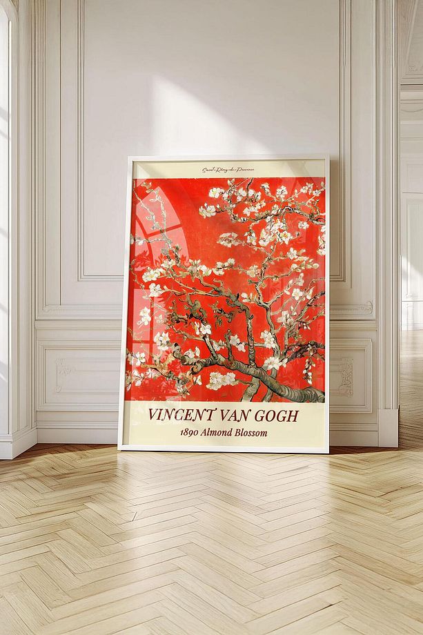 Çerçeveli Van Gogh "Badem Çiçekleri" Premium Tablo: Canlı Renklerle Baharın Müjdesi - 1