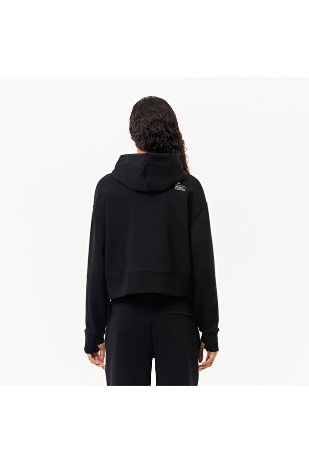 Kadın Relaxed Fit Kapüşonlu Siyah Sweatshirt - 3