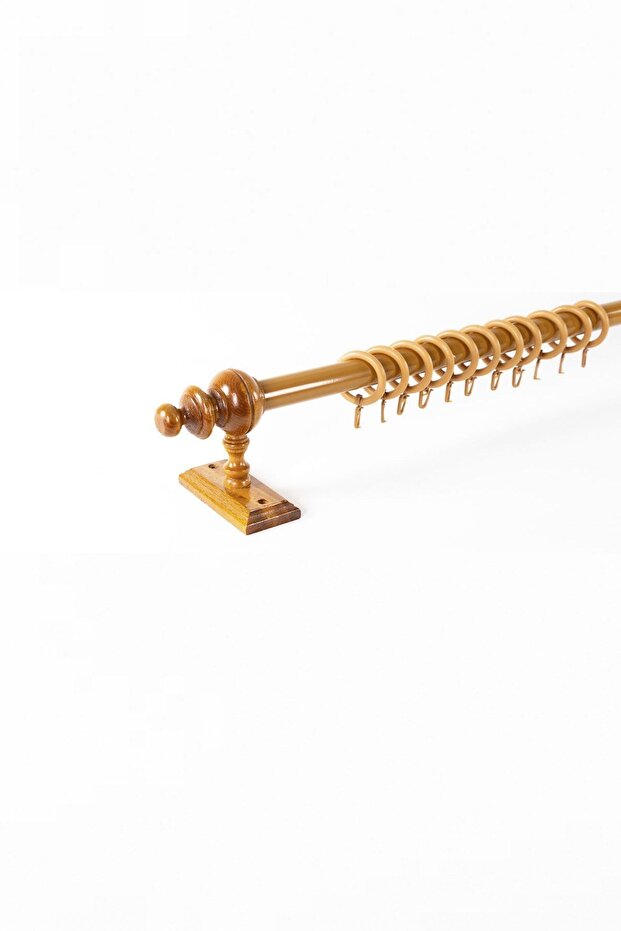 Meşe Raysız Ahşap Rustik Perde Askısı - Rustik Borusu 200 Cm - 3