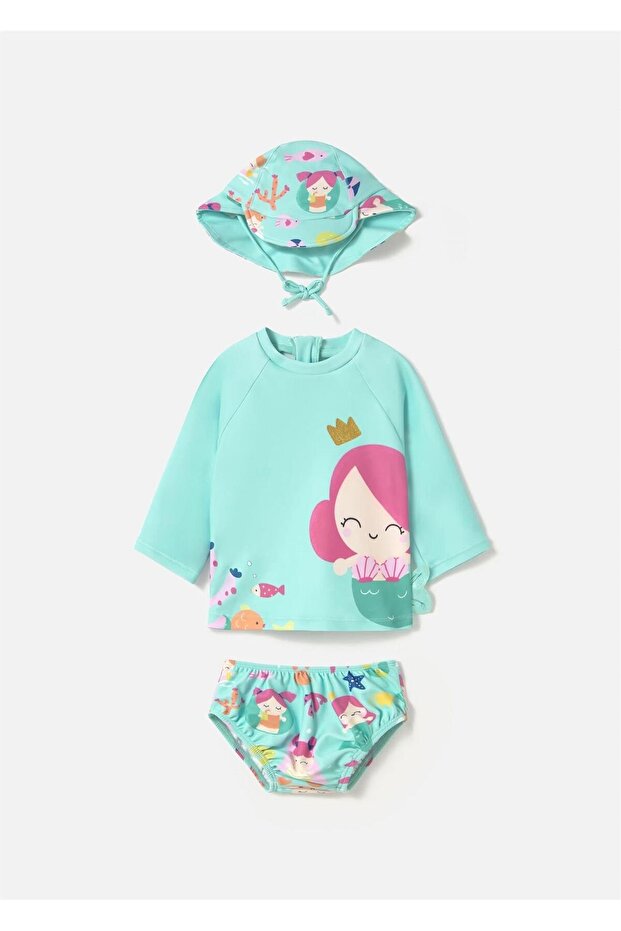 Baby 3-Piece Swimsuit Set Turquoise 1669
