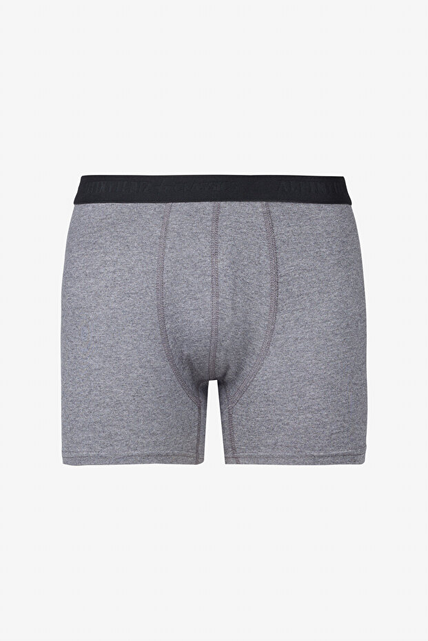 Erkek Premium Pamuklu Siyah-antrasit 2'li Paket Esnek Boxer (Damat Bohçası) Çeyiz Seti - 3