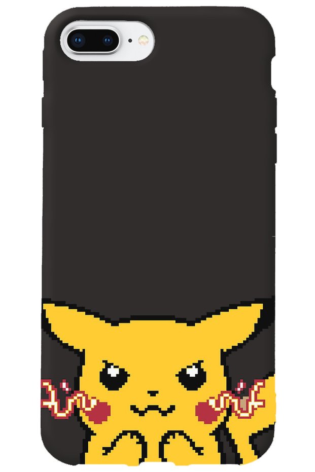 iPhone 7 Plus Black Inside Velvet Pika Pixel Pattern Silicone Phone Case