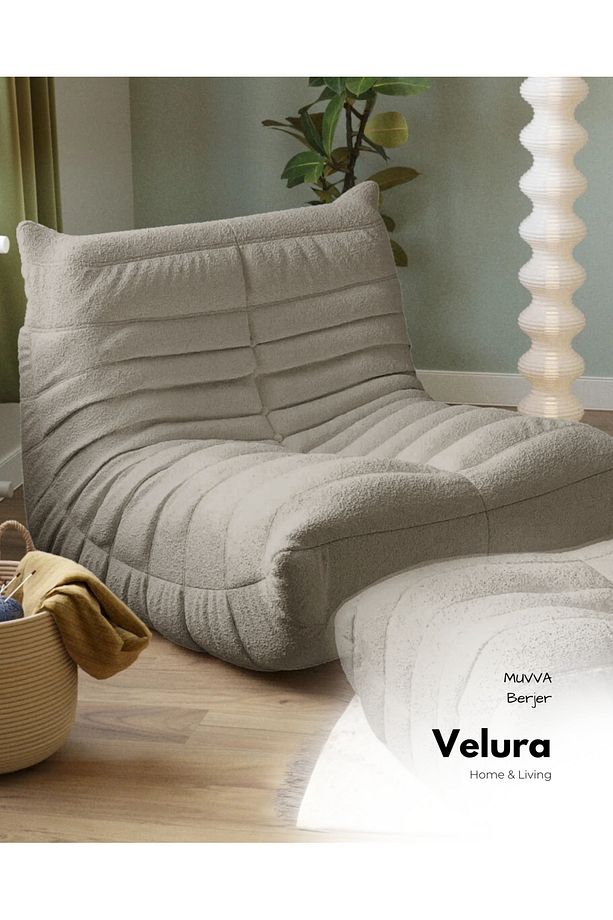Muvva Berjer & Pofuduk Relax Koltuk & Armut Tekli Koltuk - Sütlü Kahve - 1