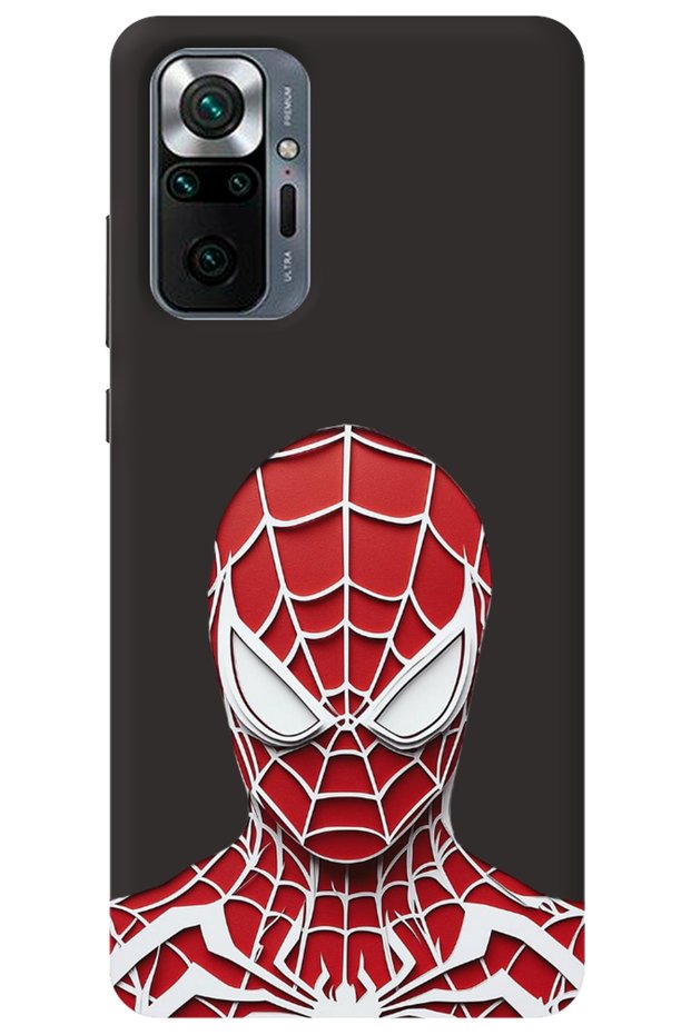 Silicone Phone Case for Xiaomi Redmi Note 10 Pro Black Inside Velvet Spiderlook Pattern