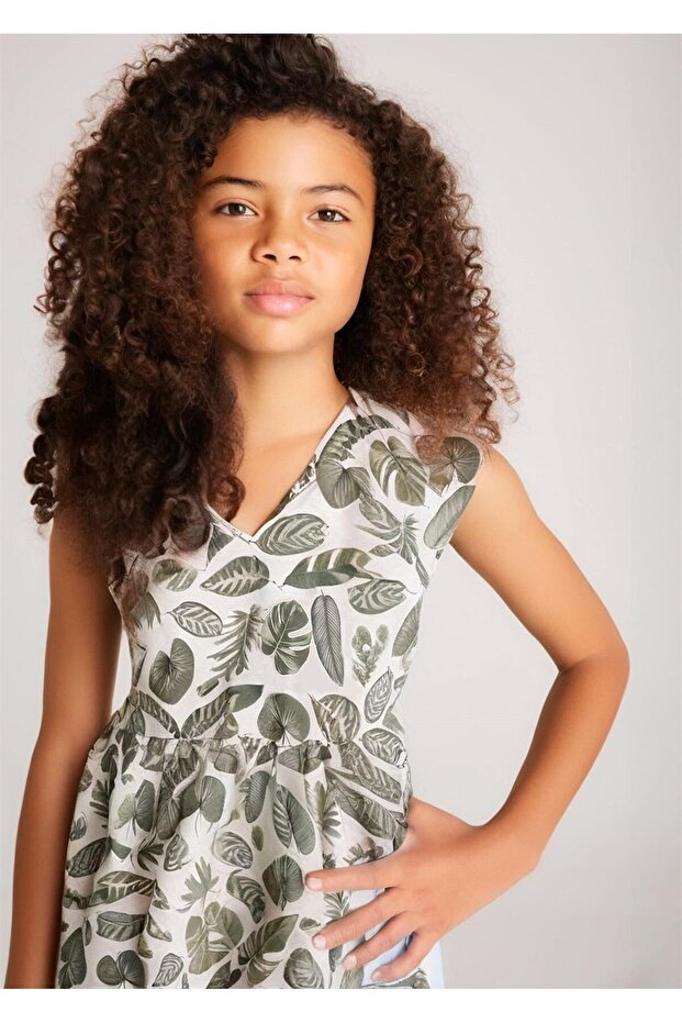 Girl's Printed Dress Green 6991