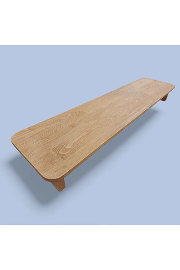 Masif Doğal Ahşap Monitör Standı Yükseltici Organizer Kayın Ağacı - 3