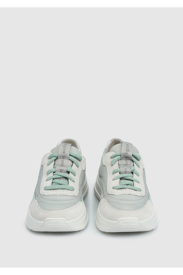 Yeşil Deri Kadın Sneaker - 3