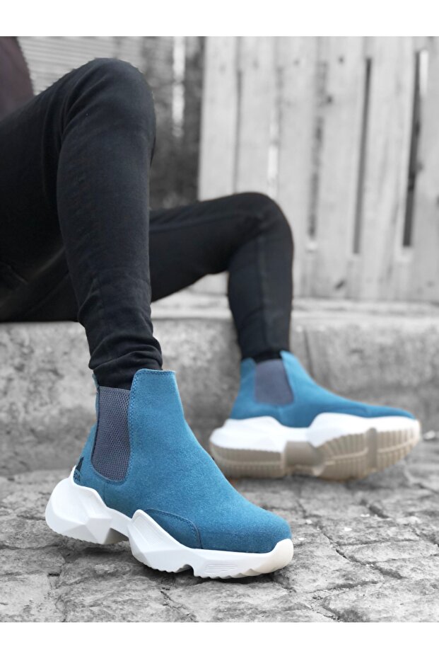 Elastic Men's Sports Boots Blue (White Sole)