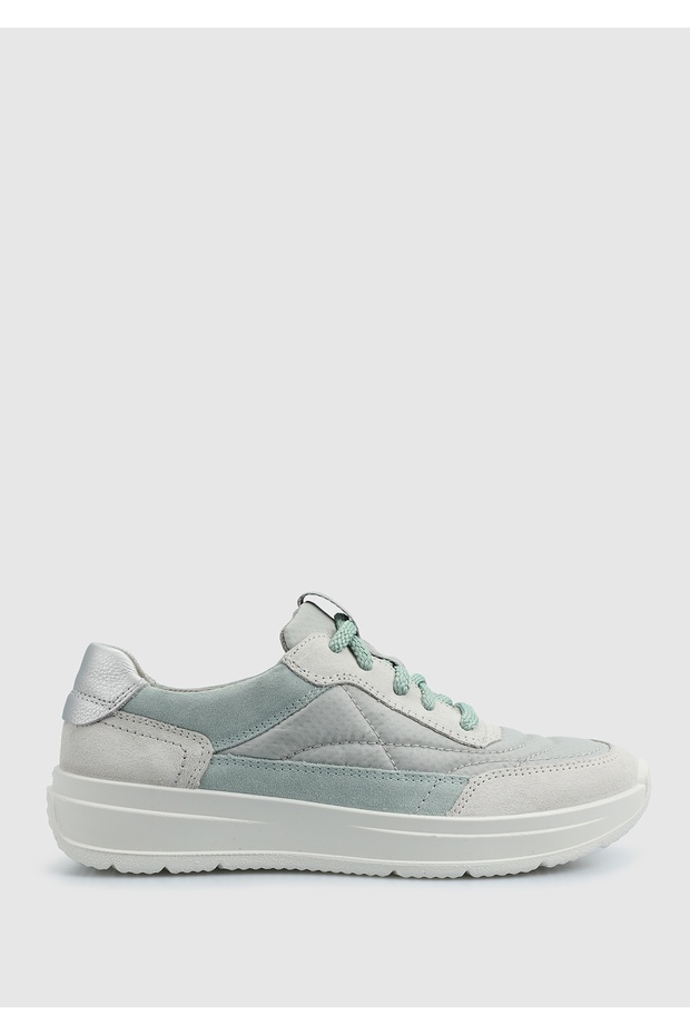 Yeşil Deri Kadın Sneaker - 1