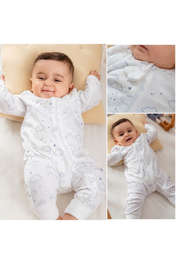 1 TOG BEBEK UYKU TULUMU %100 PAMUK BULUT DESENLİ - 2