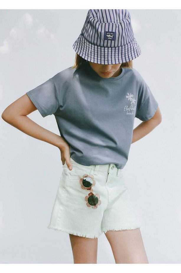 Paçaları dikişsiz denim şort - 6
