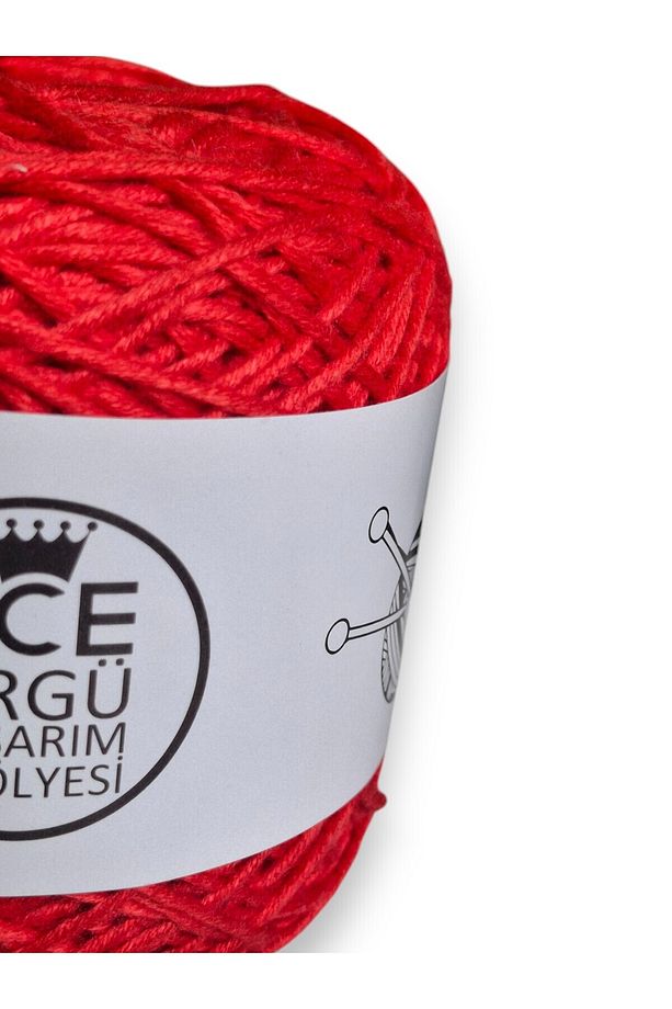Nar çiçeği renginde, büklümlü, %50 bambu %50 koton el örgü ipi (200 gr.) - 3