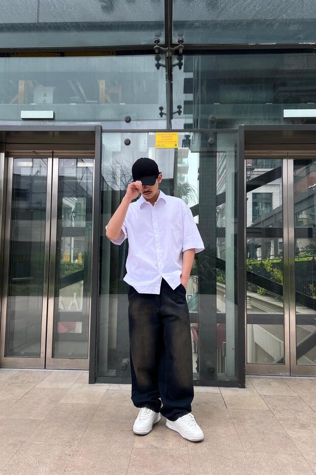 Beyaz Oversize Basic Kısa Kol Gömlek - 3