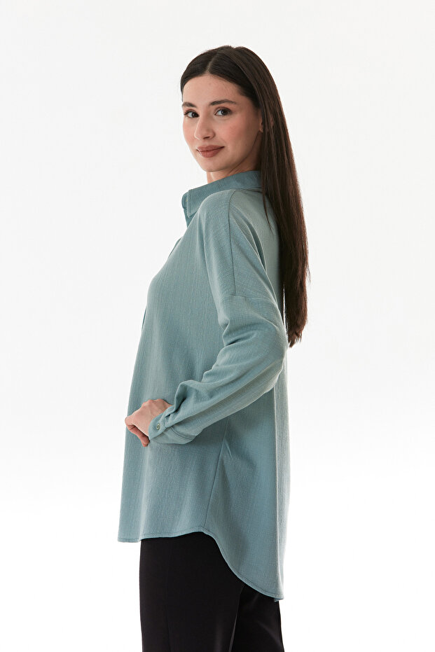 Basic Jakarlı Oversize Gömlek - 5