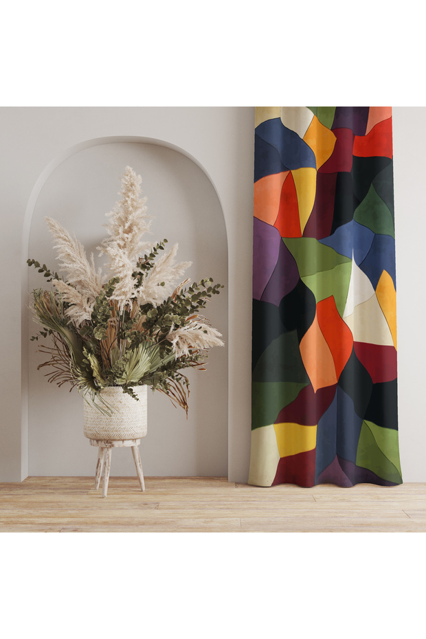 Modern & Artistic Colorful Patterned Curtain – Original and Aesthetic Touch 140X260 cm Single Wing