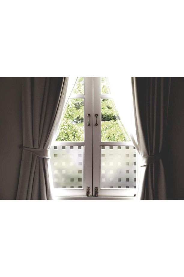 – | 45x150 cm | Modern Kare Desenli Statik Cam Kaplama Folyo | Mutfak Ofis Banyo Pencere - 1
