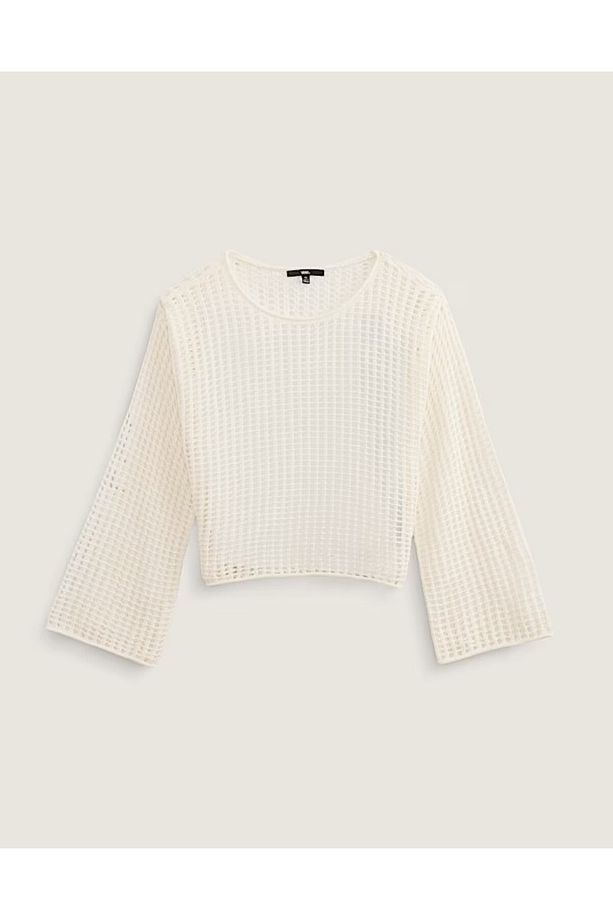 Mila Open Knit Crop Crew - 1