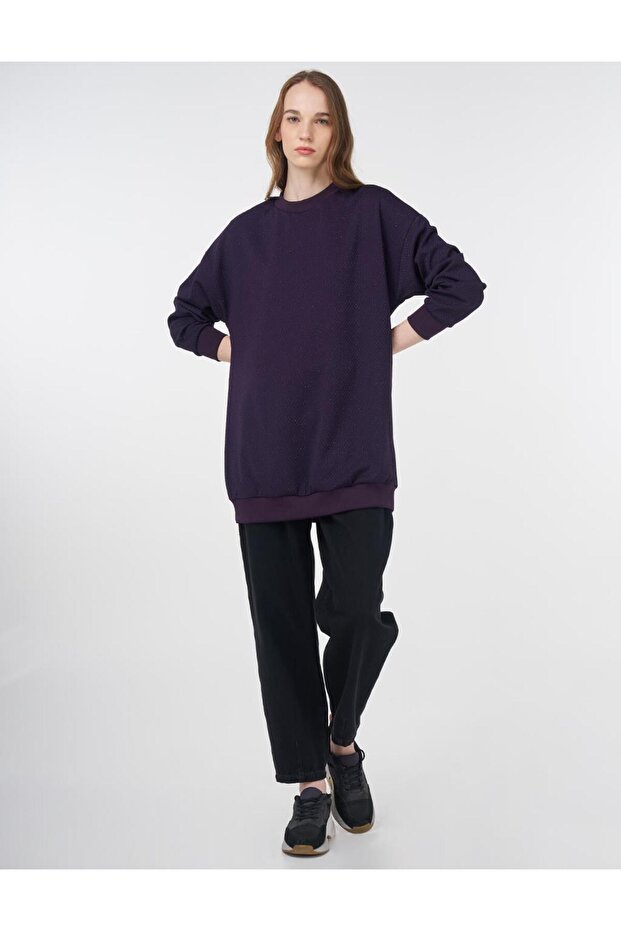 Dokulu Basic Sweatshirt Mor - 2