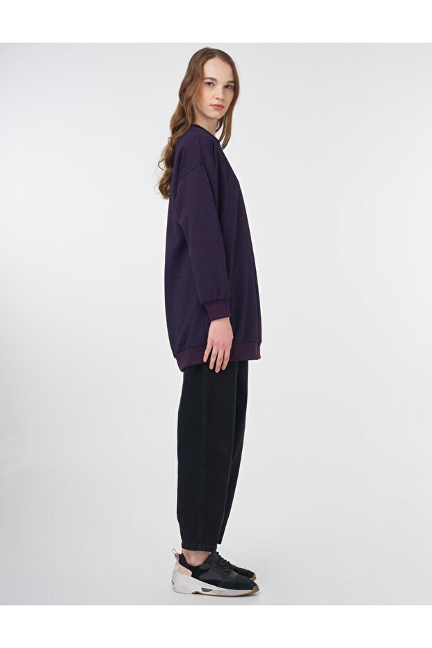 Dokulu Basic Sweatshirt Mor - 6