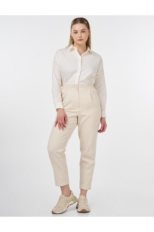 Gömlek Yaka Basic Poplin Tunik Ekru - 2
