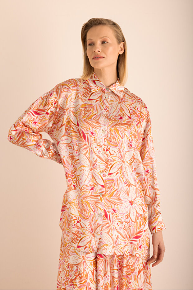 Desenli Klasik İpek Tunik - 6