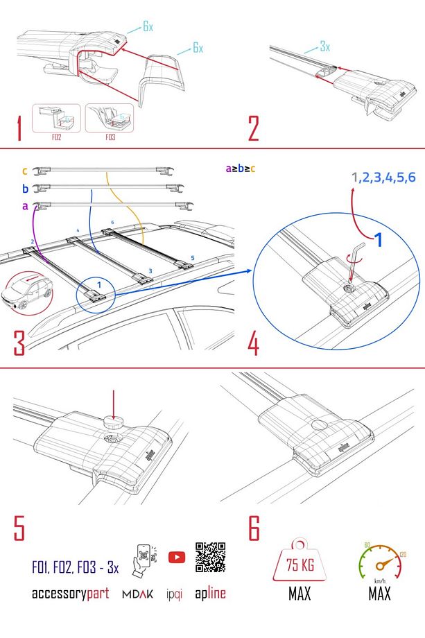 Dacia Sandero Stepway 3 2021 ve Sonrası ile Uyumlu FLY Model Ara Atkı Tavan Barı Siyah 2 Adet - 8