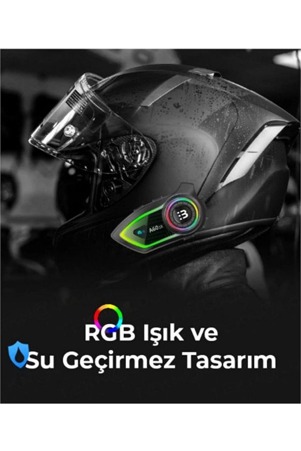 A60 2x Motosiklet Kask Kulaklığı Bluetooth Intercom Rgb Işıklı 2 Intercom Bağlantılı 300m Mesafe - 2