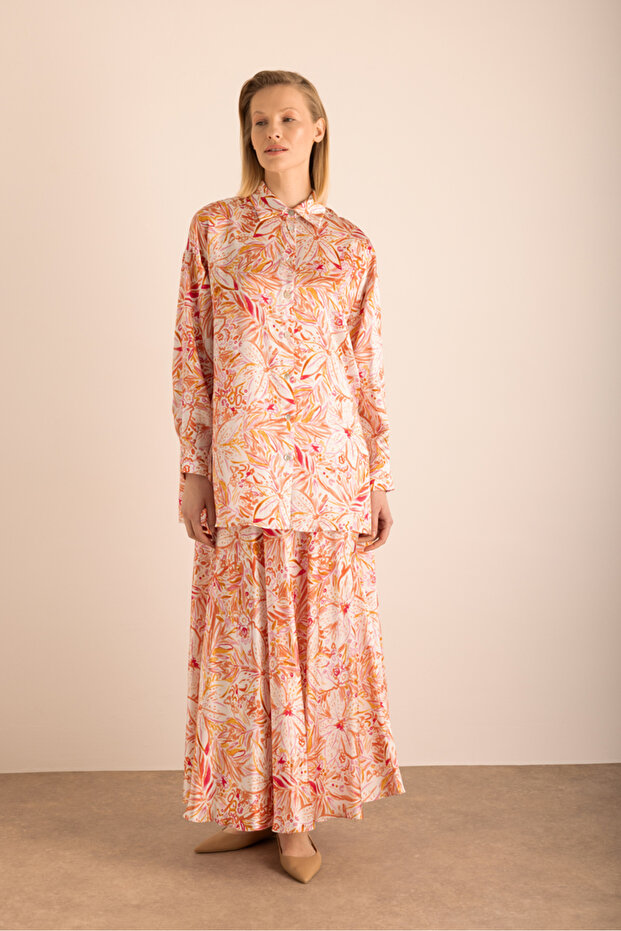 Desenli Klasik İpek Tunik - 2